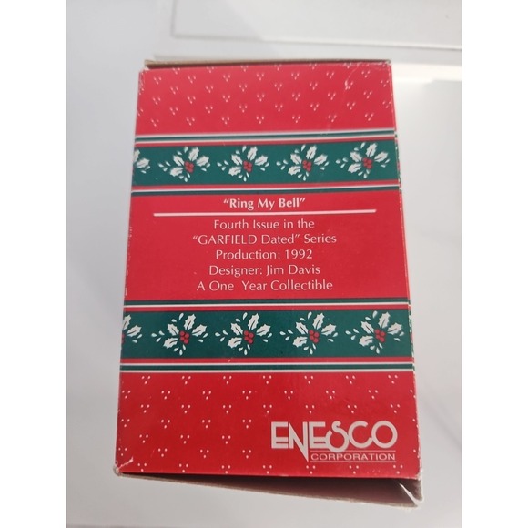 Garfield 1992 Enesco Christmas Ornament "Ring My Bell" Garfield Dated Series 4th - Picture 4 of 7